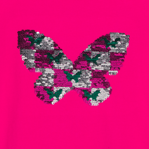 تيشيرت وردي بأكمام طويلة بنقش ترتر سحري للفتيات